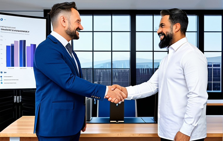 메타버스에서의 기업 간 파트너십 전략 - Virtual Boardroom Collaboration**

"A diverse team of professionals, fully clothed in modest busines...