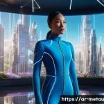 Home 16 메타버스에서의 사용자 생성 콘텐츠 관리 - **Prompt:** A futuristic digital artist, with medium-length dark hair and wearing a sleek, form-fitt...