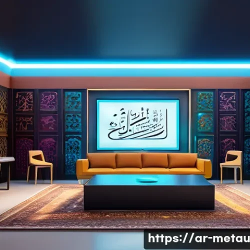 Home 15 메타버스의 산업별 활용 사례 분석 - A futuristic virtual classroom set inside an immersive 3D metaverse environment designed for Arabic-...